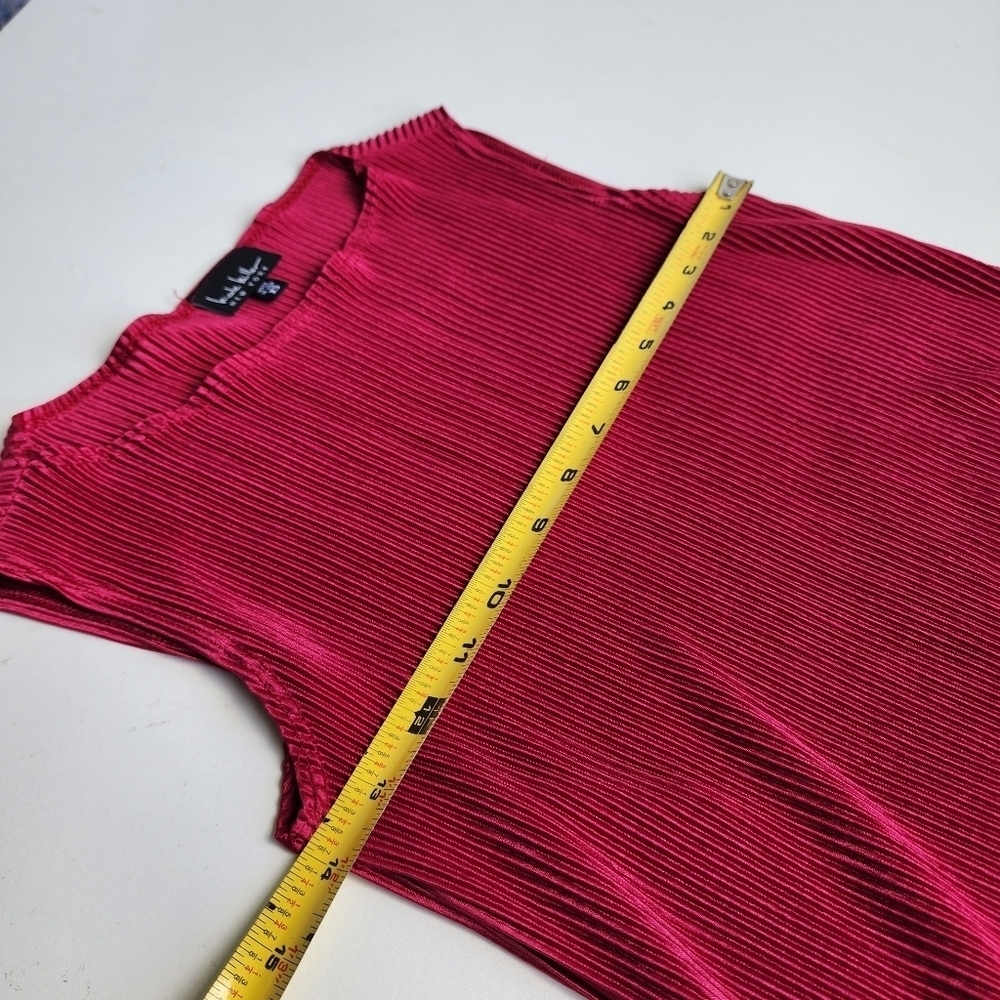 Nicole Miller Womens Ribbed Satin 2pc Set Pants Sleveless Top Hot Pink Sz XS - Picture 8 of 15